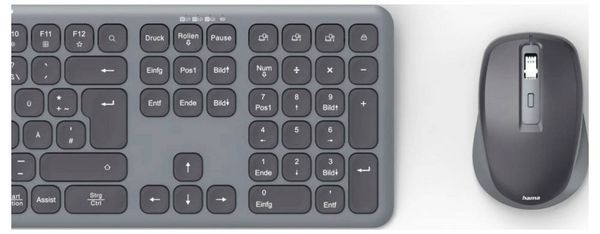 Produktbild: Hama Multi-Device-Tastatur-Maus-Set "WKM-550", kabellos, Funk/BT, SW, QWERTZ DE Kabellos Tastatur, Maus-Set Deutsch, QWERTZ Schwarz