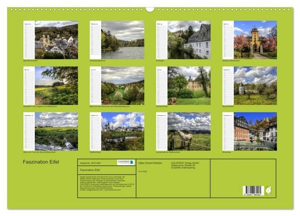 Produktbild: Faszination Eifel (Wandkalender 2026 DIN A2 quer), CALVENDO Monatskalender