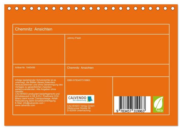 Produktbild: Chemnitz Ansichten (Tischkalender 2026 DIN A5 quer), CALVENDO Monatskalender