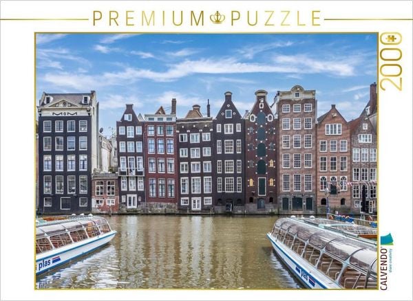 CALVENDO Puzzle Damrak mit tanzenden Häusern in Amsterdam | 2000 Teile Lege-Größe 90 × 67 cm Foto-Puzzle für glückliche Stunden