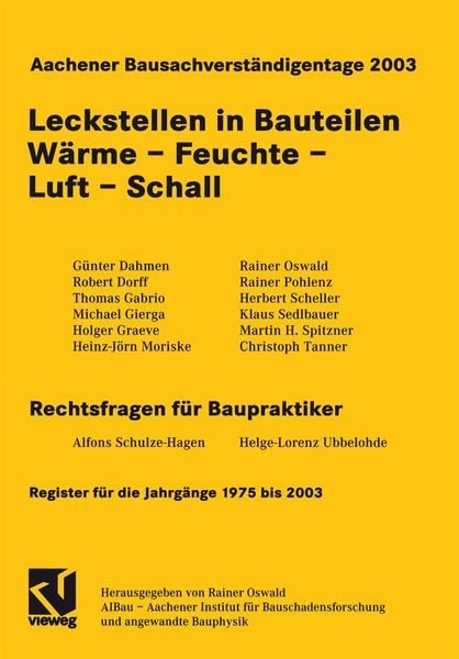 Produktbild: Aachener Bausachverst&auml;ndigentage 2003