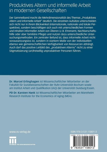 Produktbild: Produktives Altern und informelle Arbeit in modernen Gesellschaften
