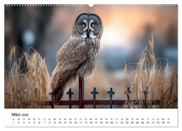 Produktbild: Eulen - Augen der Wildnis (Wandkalender 2026 DIN A2 quer), CALVENDO Monatskalender