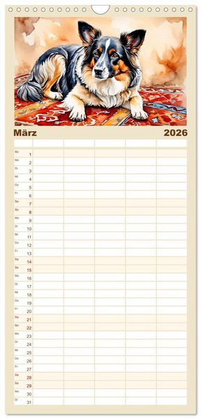 Produktbild: Familienplaner 2026 - Hundetr&auml;ume mit 5 Spalten (Wandkalender, 21 x 45 cm) CALVENDO