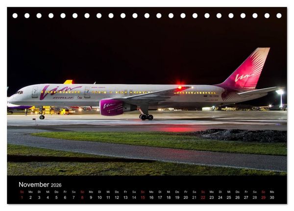 Produktbild: Flugzeuge bei Nacht (Tischkalender 2026 DIN A5 quer), CALVENDO Monatskalender