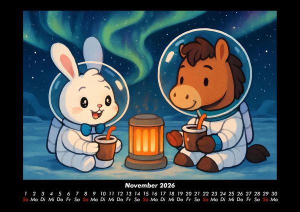 Produktbild: Bouncy & Huf - Im Weltraum 2026 Fotokalender DIN A3