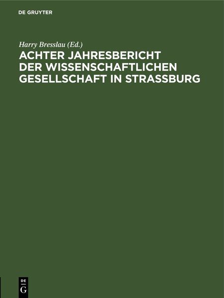 Produktbild: Achter Jahresbericht der Wissenschaftlichen Gesellschaft in Strassburg