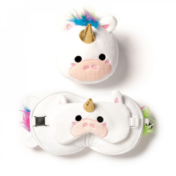 Produktbild: Relaxeazzz Einhorn-Reisekissen mit Augenmaske