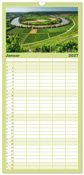 Produktbild: Familienplaner 2027 - Naturwunder - Deutschlands Flussschleifen mit 5 Spalten (Wandkalender, 21 x 45 cm) CALVENDO