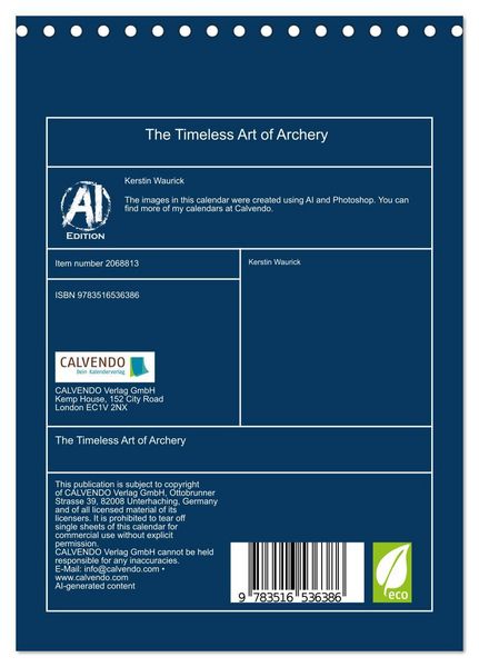 Produktbild: The Timeless Art of Archery (Desk Calendar 2026 DIN A5 portrait), CALVENDO 12 Month DeskCalendar