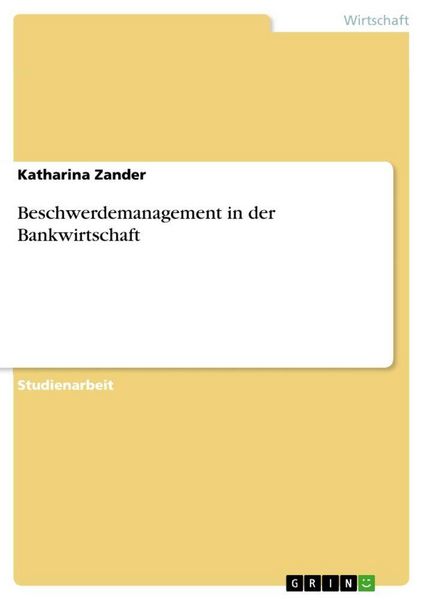 Produktbild: Beschwerdemanagement in der Bankwirtschaft