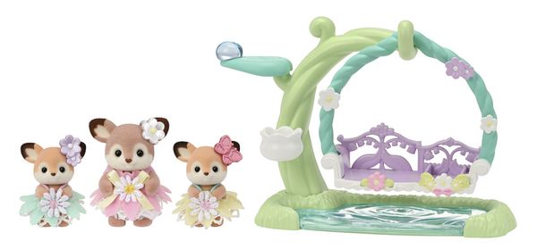 Produktbild: Sylvanian Families 5801 - Deer Babies Floral Swing Set, Reh Babys mit Blumenschaukel, Spielset