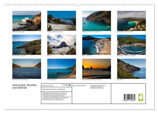 Produktbild: Ibiza K&uuml;ste, Buchten und Str&auml;nde (hochwertiger Premium Wandkalender 2026 DIN A2 quer), Kunstdruck in Hochglanz