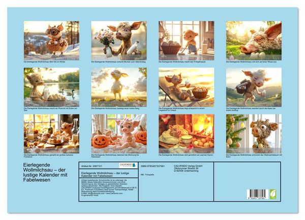 Produktbild: Eierlegende Wollmilchsau &ndash; der lustige Kalender mit Fabelwesen (Wandkalender 2026 DIN A2 quer), CALVENDO Monatskalender