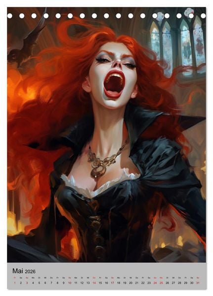 Produktbild: Gothic-Queens. Schaurig-sch&ouml;n im Renaissance-Stil (Tischkalender 2026 DIN A5 hoch), CALVENDO Monatskalender