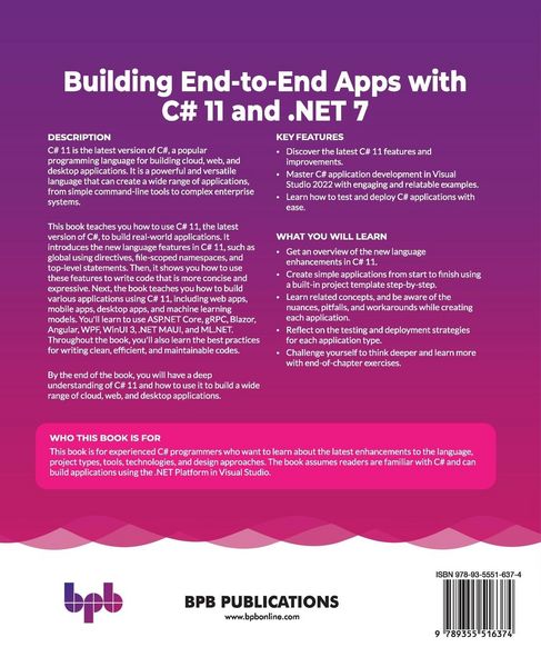 Produktbild: Building End-to-End Apps with C# 11 and .NET 7