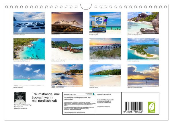 Produktbild: Traumstr&auml;nde, mal tropisch warm, mal nordisch kalt (Wandkalender 2026 DIN A4 quer), CALVENDO Monatskalender