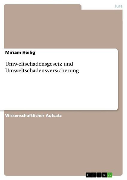 Produktbild: Umweltschadensgesetz und Umweltschadensversicherung