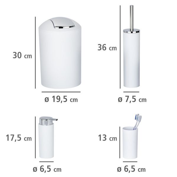 Produktbild: Bad Accessoire Set Mod. Calvo wei&szlig; matt, 4 tlg., Seifenspender, Zahnputzbecher, Toilettenb&uuml;rste &
