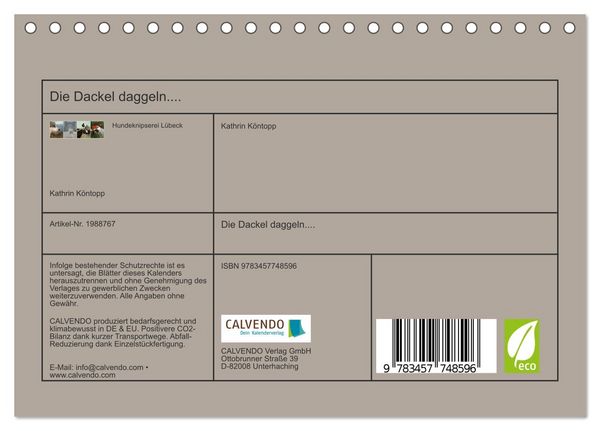 Produktbild: Die Dackel daggeln.... (Tischkalender 2026 DIN A5 quer), CALVENDO Monatskalender