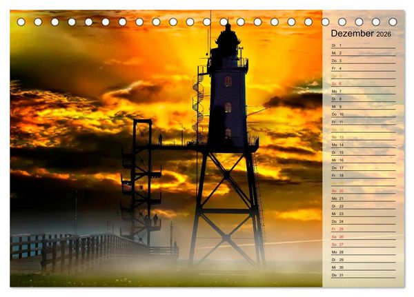 Produktbild: Leuchtt&uuml;rme - maritime Wegweiser in Deutschland (Tischkalender 2026 DIN A5 quer), CALVENDO Monatskalender