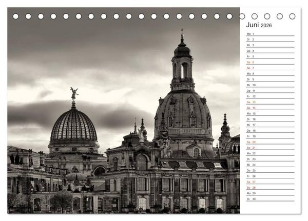Produktbild: Dresden Schwarz-Wei&szlig; (Tischkalender 2026 DIN A5 quer), CALVENDO Monatskalender