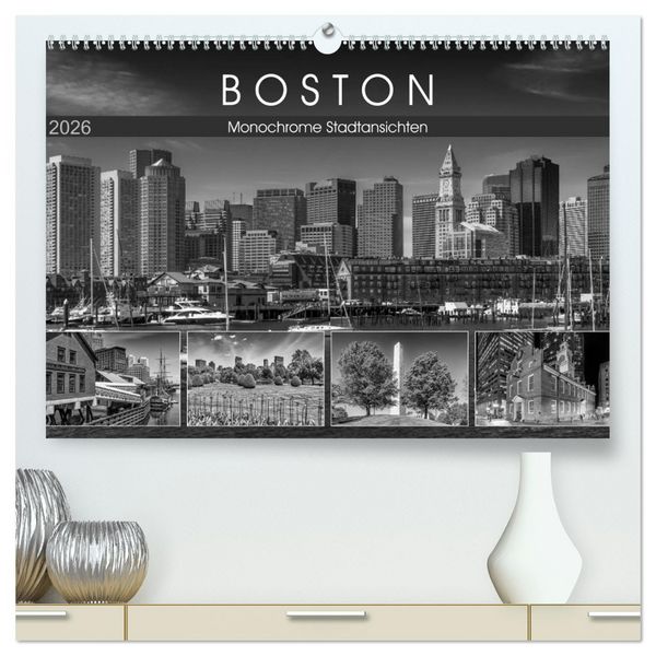 Produktbild: BOSTON Monochrome Stadtansichten (hochwertiger Premium Wandkalender 2026 DIN A2 quer), Kunstdruck in Hochglanz