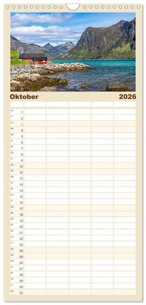 Produktbild: Familienplaner 2026 - Lofoten - Norwegische Trauminseln mit 5 Spalten (Wandkalender, 21 x 45 cm) CALVENDO