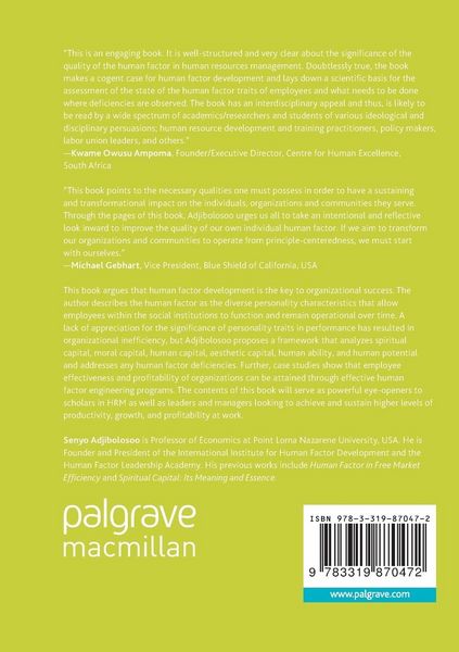 Produktbild: The Human Factor Approach to Managerial and Organizational Efficiency and Effectiveness