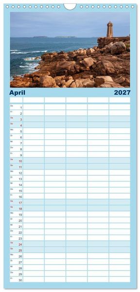Produktbild: Familienplaner 2027 - Bretagne Traumhafte K&uuml;sten in Frankreichs Nordwesten mit 5 Spalten (Wandkalender, 21 x 45 cm) CALVENDO