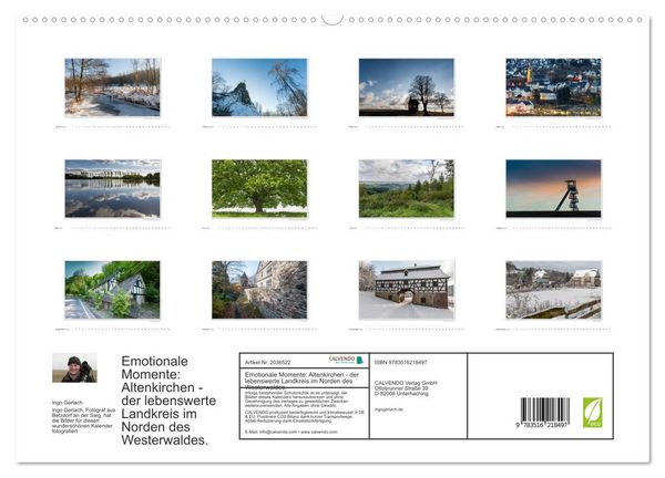 Produktbild: Emotionale Momente: Altenkirchen - der lebenswerte Landkreis im Norden des Westerwaldes. (hochwertiger Premium Wandkalender 2026 DIN A2 quer), Kunstdruck in Hochglanz
