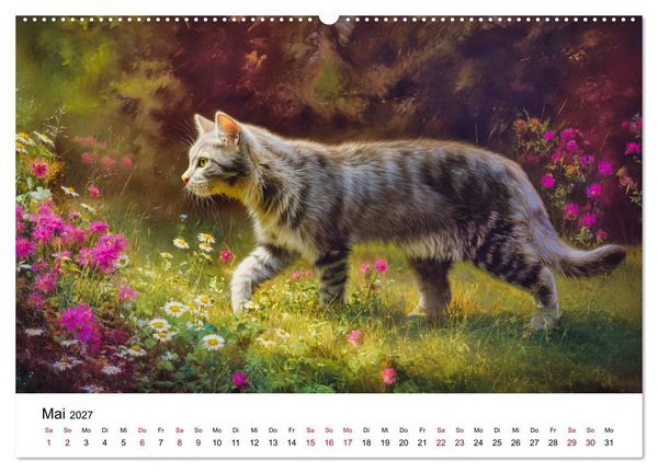 Produktbild: Schnurren & Streifen - Zw&ouml;lf Monate mit Tigerkatzen (Wandkalender 2027 DIN A2 quer), CALVENDO Monatskalender