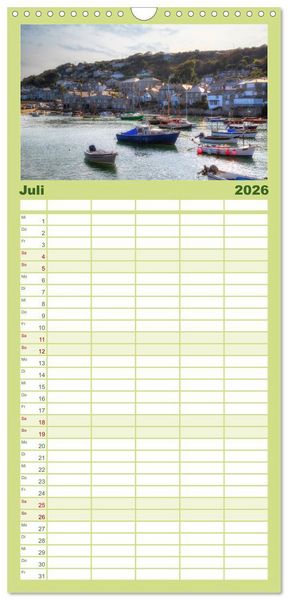 Produktbild: Familienplaner 2026 - Cornwall mit 5 Spalten (Wandkalender, 21 x 45 cm) CALVENDO