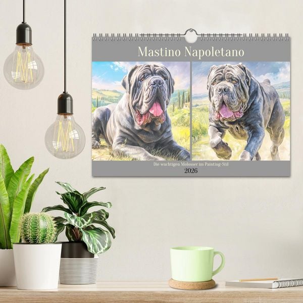 Produktbild: Mastino Napoletano. Die wuchtigen Molosser im Painting-Stil (Wandkalender 2026 DIN A4 quer), CALVENDO Monatskalender