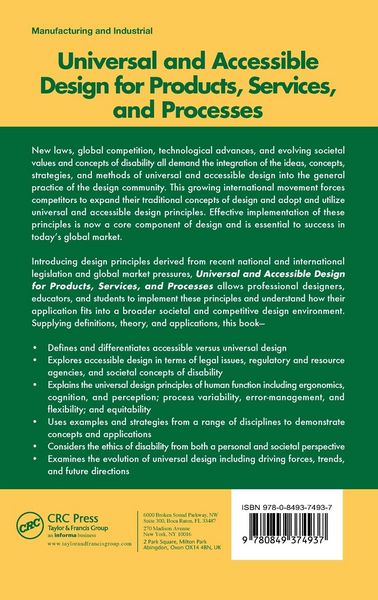 Produktbild: Universal and Accessible Design for Products, Services, and Processes