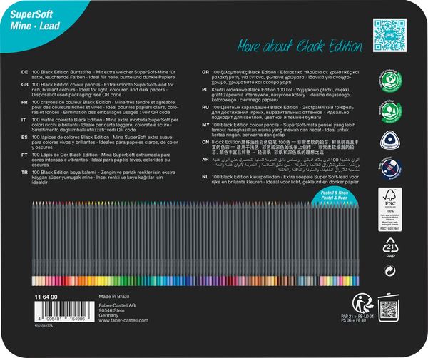 Produktbild: Faber-Castell Buntstifte Black Edition 100er Metalletui