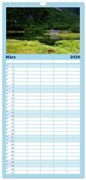 Produktbild: Familienplaner 2026 - Norwegens Wilder Westen mit 5 Spalten (Wandkalender, 21 x 45 cm) CALVENDO