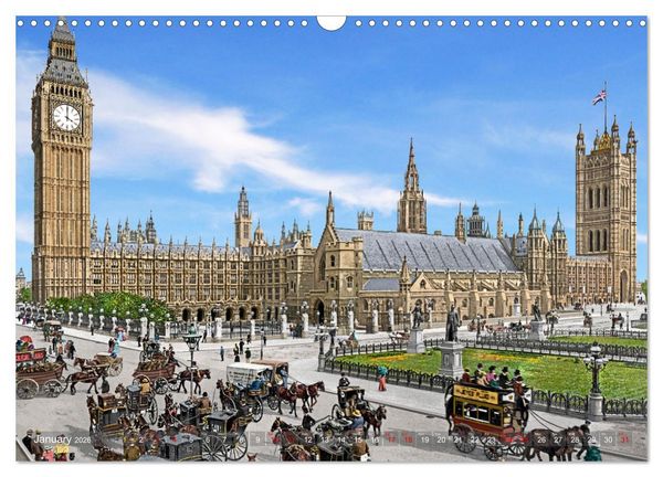 Produktbild: London around 1890-1900 - photos restored and colourised (Wall Calendar 2026 DIN A3 landscape), CALVENDO 12 Month Wall Calendar