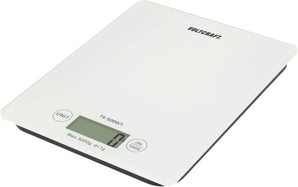 VOLTCRAFT TS-5000/1 Briefwaage TS-5000/1 Wägebereich (max.) 5 kg Ablesbarkeit 1 g batteriebetrieben Weiß