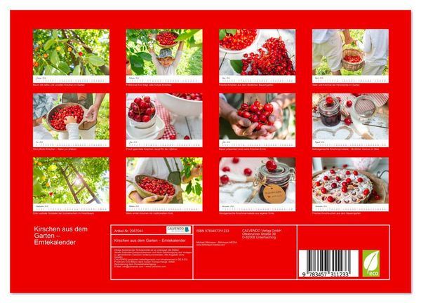 Produktbild: Kirschen aus dem Garten &ndash; Erntekalender (Wandkalender 2026 DIN A4 quer), CALVENDO Monatskalender
