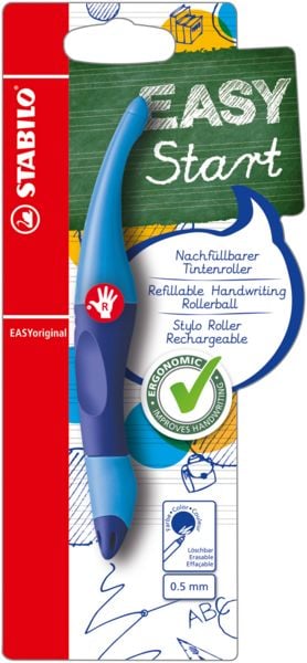 Produktbild: STABILO Tintenroller Rechtsh&auml;nder - EASYoriginal dunkel-/hellblau - Einzelstift - blau (l&ouml;schbar) inkl. Patrone