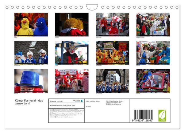Produktbild: K&ouml;lner Karneval - das ganze Jahr! (Wandkalender 2026 DIN A4 quer), CALVENDO Monatskalender