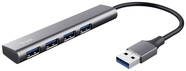 Trust Halyx-4-port 1+4 Port USB 3.1 Gen 1-Hub Dunkelgrau