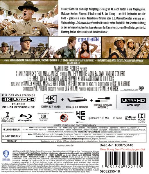 Produktbild: Full Metal Jacket (4K Ultra HD) (+ Blu-ray 2D)