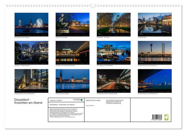 Produktbild: D&uuml;sseldorf - Ansichten am Abend (Wandkalender 2026 DIN A2 quer), CALVENDO Monatskalender