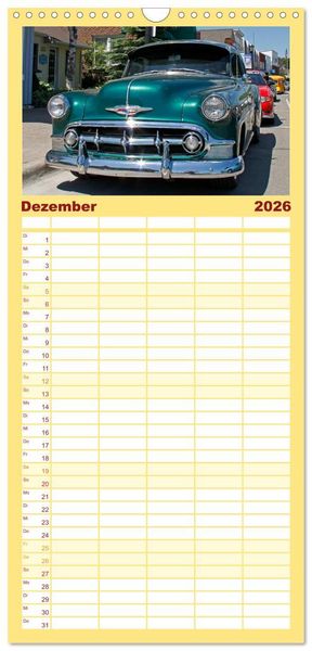 Produktbild: Familienplaner 2026 - Ami Schlitten mit 5 Spalten (Wandkalender, 21 x 45 cm) CALVENDO