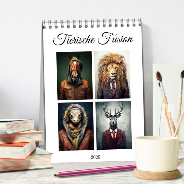 Produktbild: Tierische Fusion (Tischkalender 2026 DIN A5 hoch), CALVENDO Monatskalender