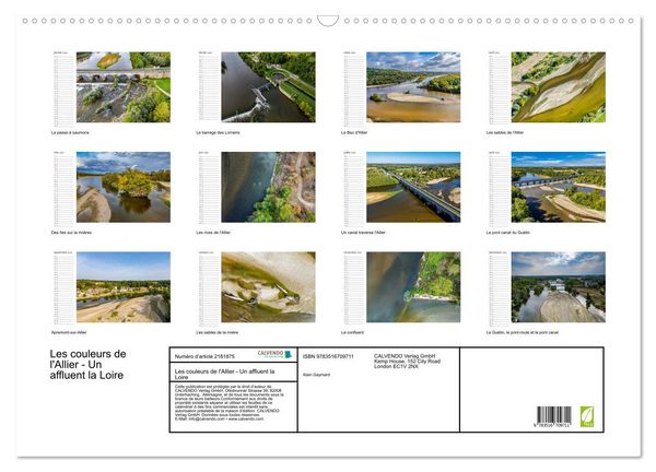 Produktbild: Les couleurs de l'Allier - Un affluent la Loire (Calendrier mural 2026 DIN A2 vertical), CALVENDO calendrier mensuel