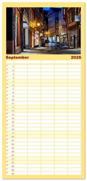Produktbild: Familienplaner 2026 - Mein historisches Marburg mit 5 Spalten (Wandkalender, 21 x 45 cm) CALVENDO