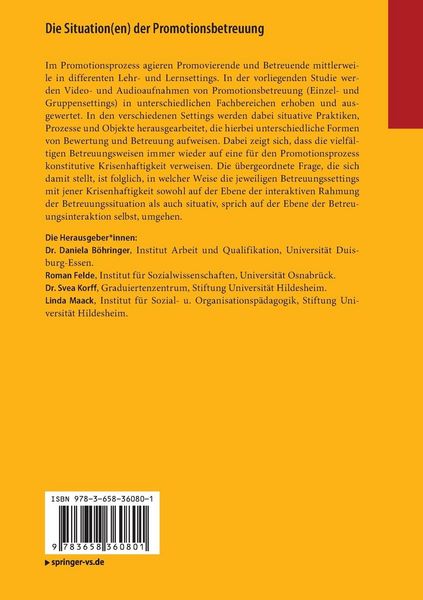 Produktbild: Die Situation(en) der Promotionsbetreuung